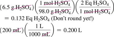 Calculation of equivalents and normality for H2SO4