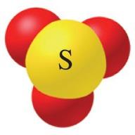 Ball-and-stick model of sulfite ion