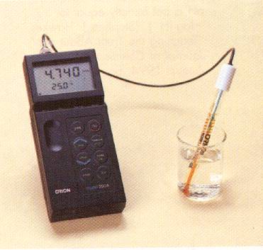 pH meter in use