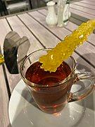 Homogeneous mixture example: tea with dissolved sugar