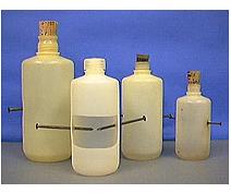 Plastic bottles with nails for methanol cannon demonstration