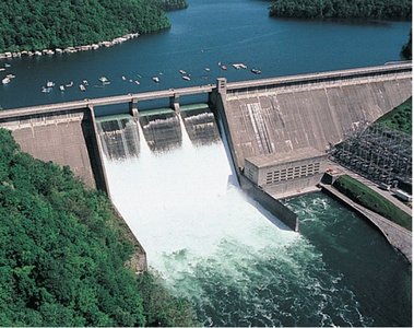 Hydroelectric dam illustrating energy conversion