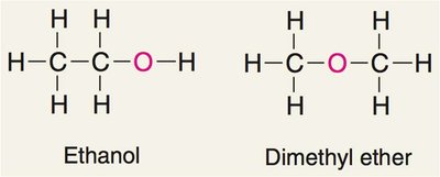 Ethanol and dimethyl ether structures