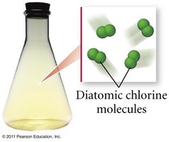 Diatomic chlorine molecules