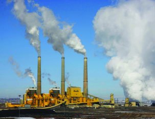 Coal-burning power plant emitting sulfur dioxide