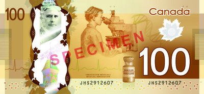Canadian polymer $100 bill