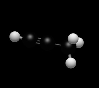 Ball-and-stick model of a hydrocarbon molecule