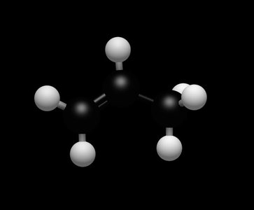 Ball-and-stick model of a hydrocarbon molecule