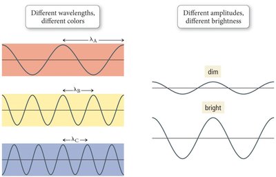 Different wavelengths and amplitudes of light