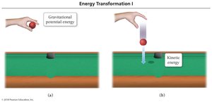 Energy transformation: gravitational to kinetic