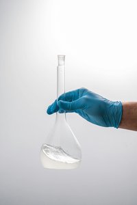 Volumetric flask with solution