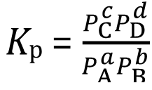 Equilibrium constant in terms of partial pressures