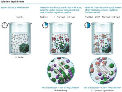 Solution equilibrium: dissolving and recrystallization of NaCl