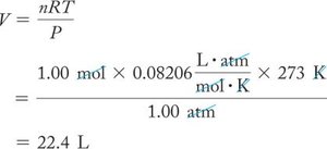 Calculation of molar volume at STP