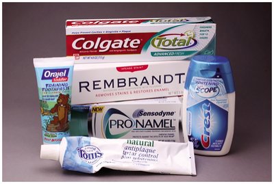 Various toothpaste products