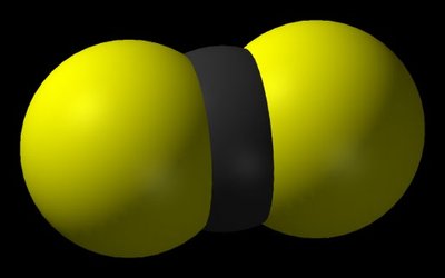 Ball-and-stick model of carbon disulphide