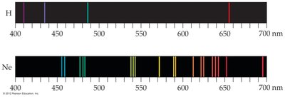 Line spectra of hydrogen and neon