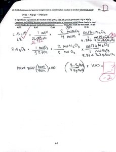 Percent yield calculation setup