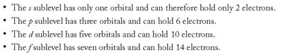Sublevel electron capacities