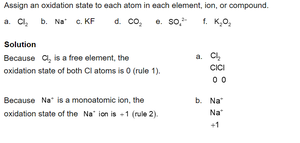 Assigning oxidation states example