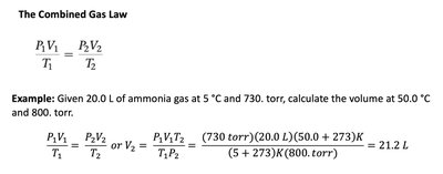Combined Gas Law example calculation