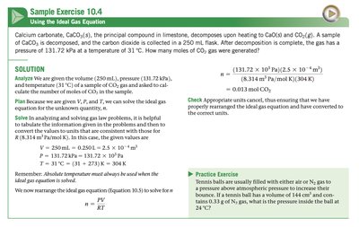 Sample calculation for Dalton's Law of Partial Pressures