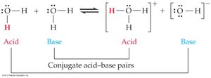 Conjugate acid-base pairs in water