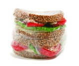 Sandwich wrapped in plastic (synthetic polymer)