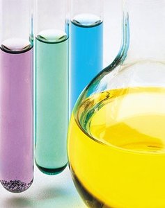 Test tubes with various colored solutions, illustrating the formation of colored complex ions