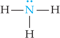Structure of ammonia, showing the lone pair on nitrogen