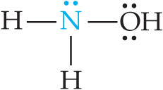 Structure of hydroxylamine, showing the lone pair on nitrogen