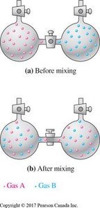 Mixing of two gases: before and after mixing