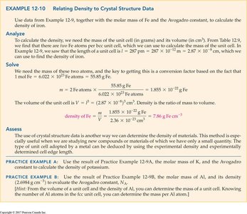 Example: Relating density to crystal structure data