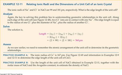 Example: Relating ionic radii and unit cell dimensions