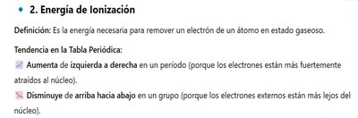 Definición y tendencia de la energía de ionización