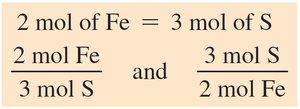 Mole-mole factors for Fe and S