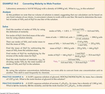 Worked example of converting molarity to mole fraction