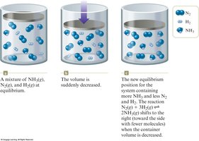Effect of decreasing volume on an equilibrium mixture