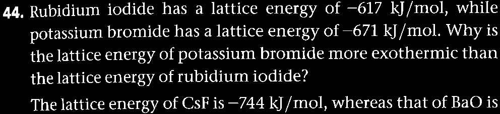 Lattice energy comparison and Born-Haber cycle exercises