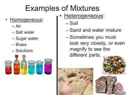 Mixtures: heterogeneous and homogeneous