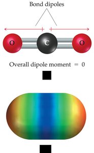 CO2 bond dipoles and overall dipole moment