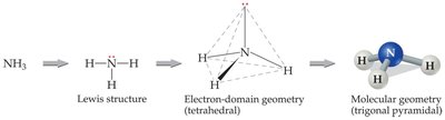Lewis structure to electron-domain geometry for NH3