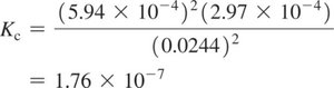 Final equilibrium concentrations for H2S example