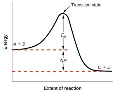 Energy diagram showing activation energy and enthalpy change