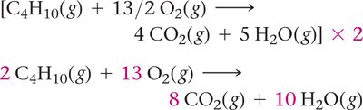 Clearing fractions in butane combustion equation