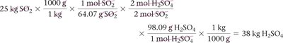 Calculation for sulfuric acid formation