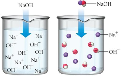 Dissociation of NaOH in water