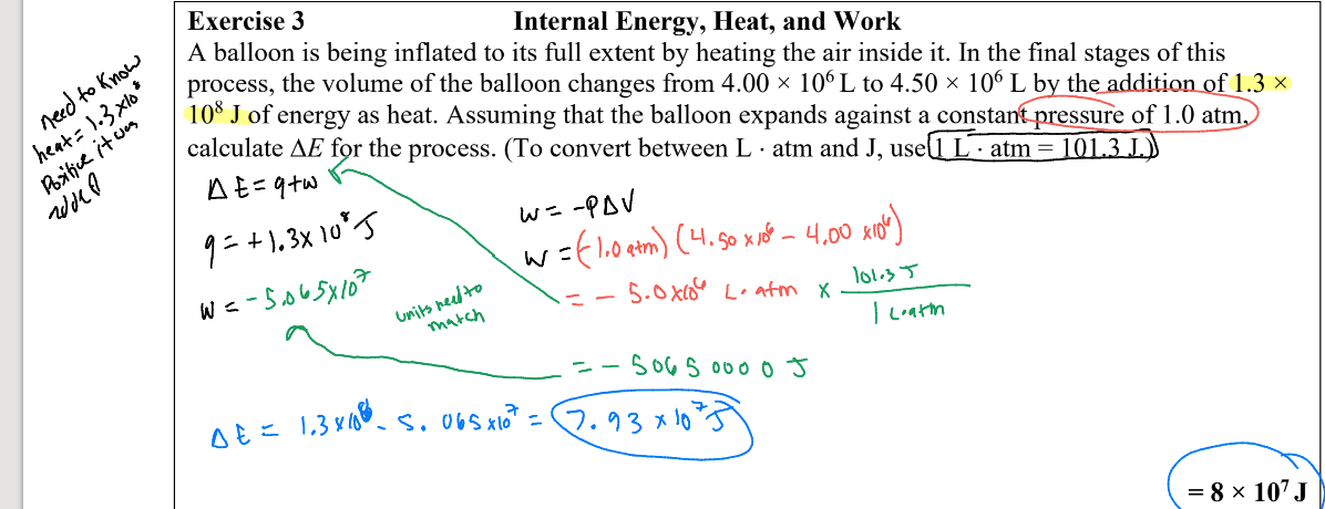 Thermodynamics calculation for balloon expansion