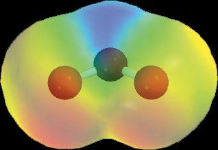 Electrostatic potential map of ozone (O3) showing resonance