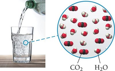Club soda: CO2 dissolved in water